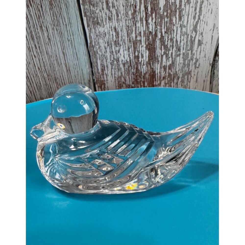 Waterford Crystal Duck Paperweight Cut Crystal Bird Figurine 4" x 2 1/2" No Bo - Picture 4 of 7